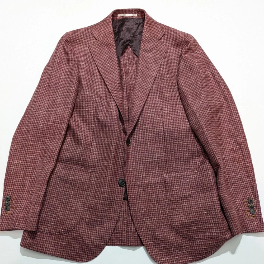 ATELIER MUNRO Maroon Red Drago Wool Silk Linen Sport Coat Jacket Custom 38R